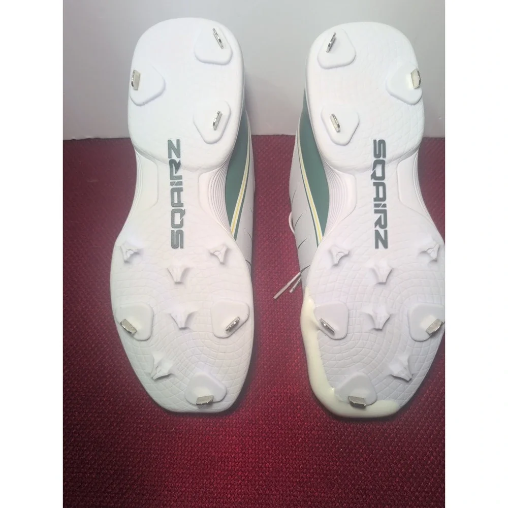 Sqairz GFP Metal Baseball Cleat Shoe Light Gray And Green Men's 11.5 Athletic